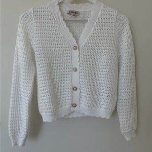 Nanette Lepore White Button-Up Cardigan
